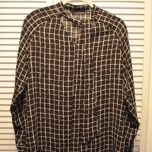 Eva Longoria Black Printed With neck tie Top